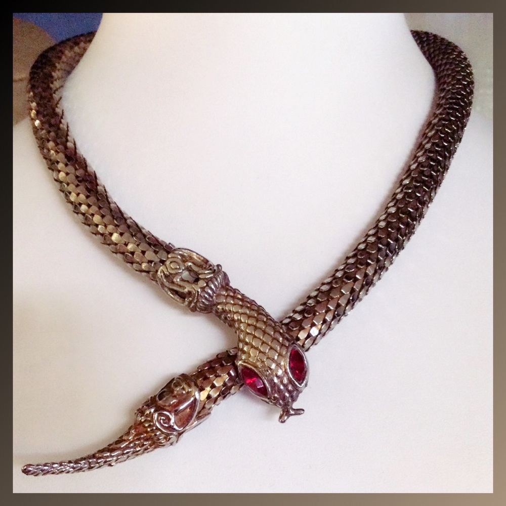 Vintage estate antique mesh coil snake necklace